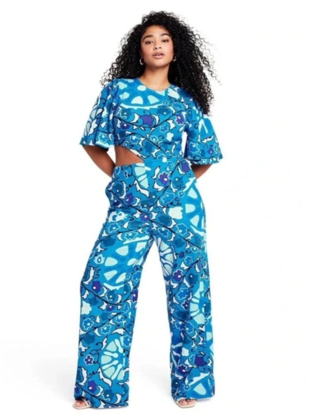 Rhode X Target Zinnia Floral Print Bell Sleeve Cut Out Jumpsuit
